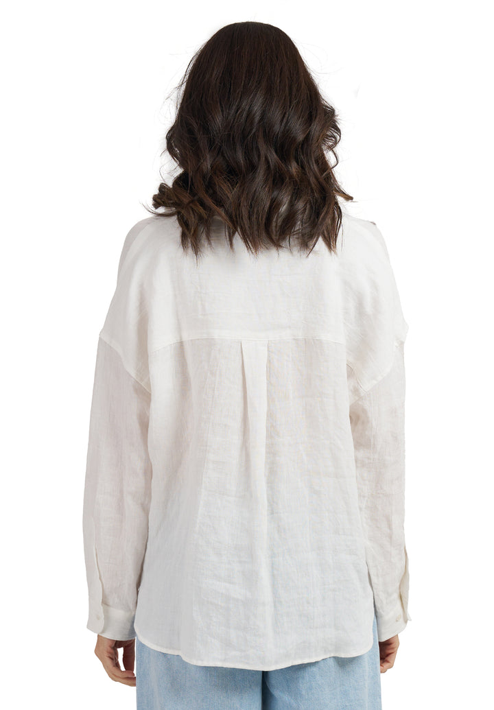 Exalina White Tie-Dye Crinkle Linen Shirt