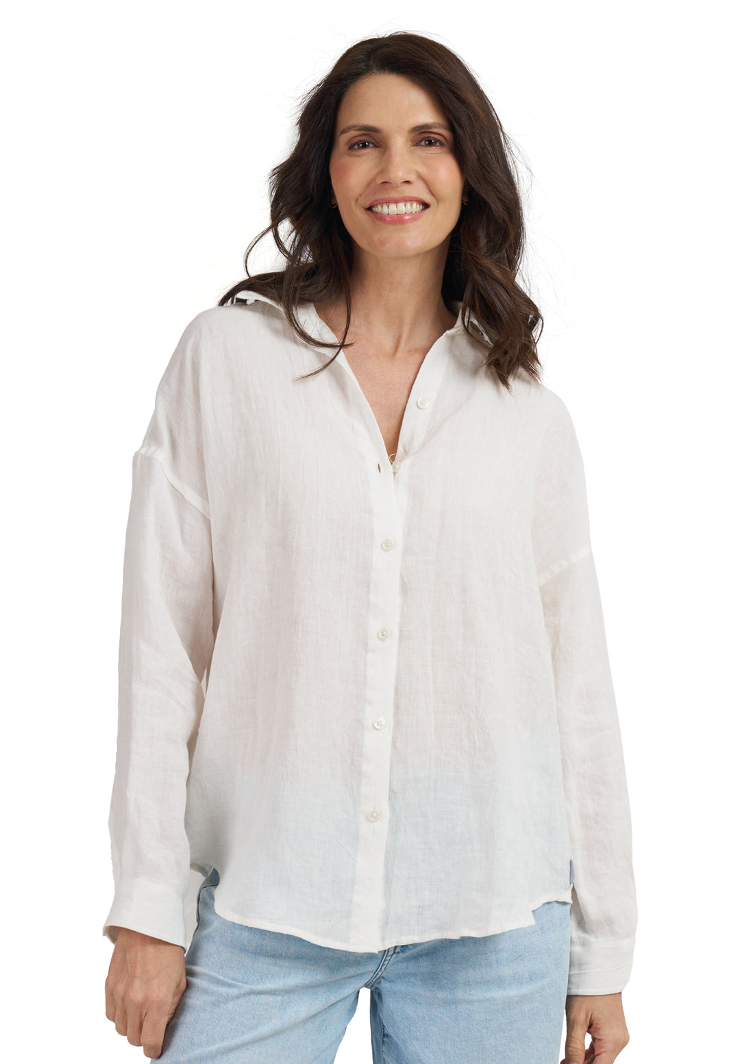 Exalina White Tie-Dye Crinkle Linen Shirt