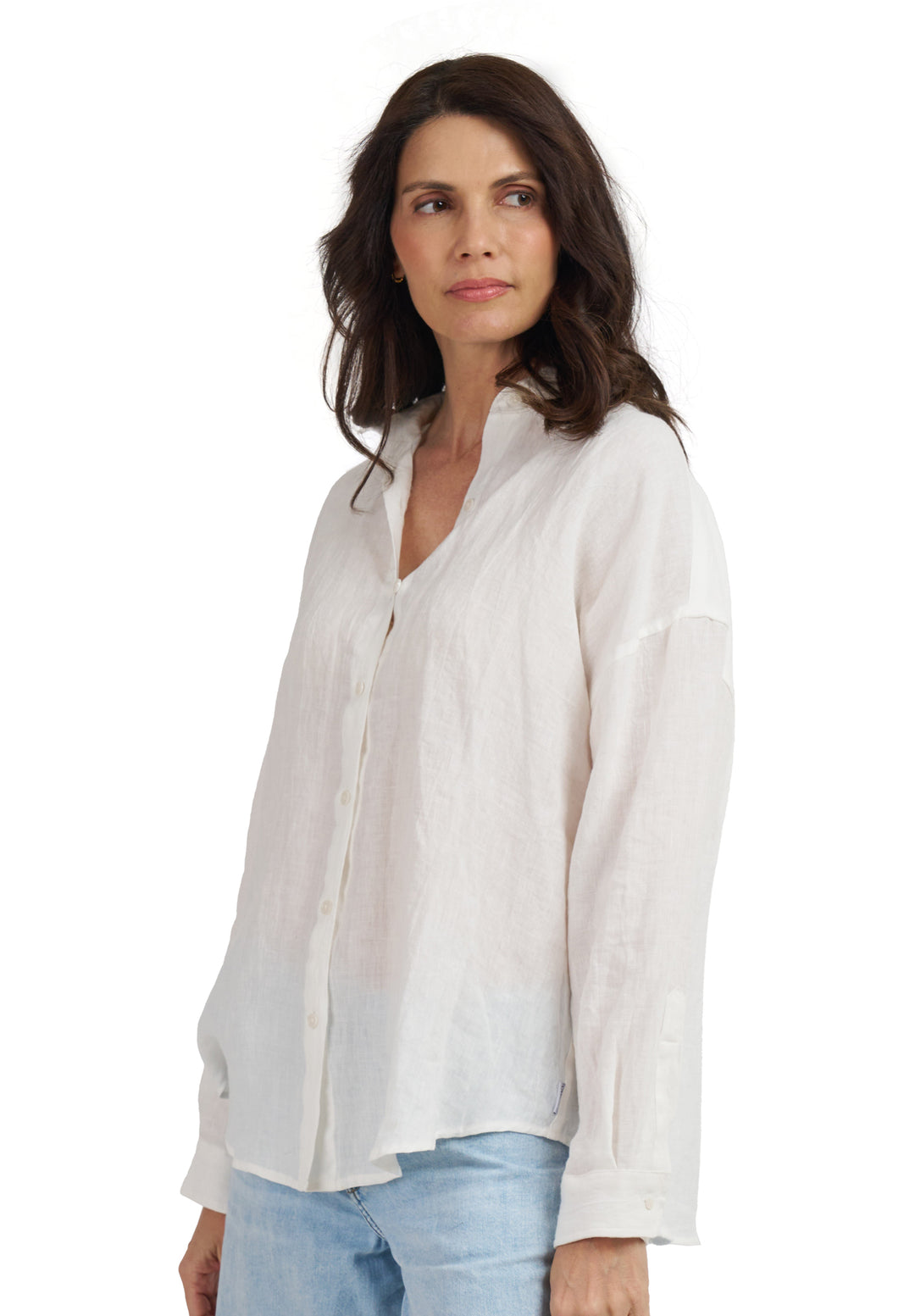 Exalina White Tie-Dye Crinkle Linen Shirt