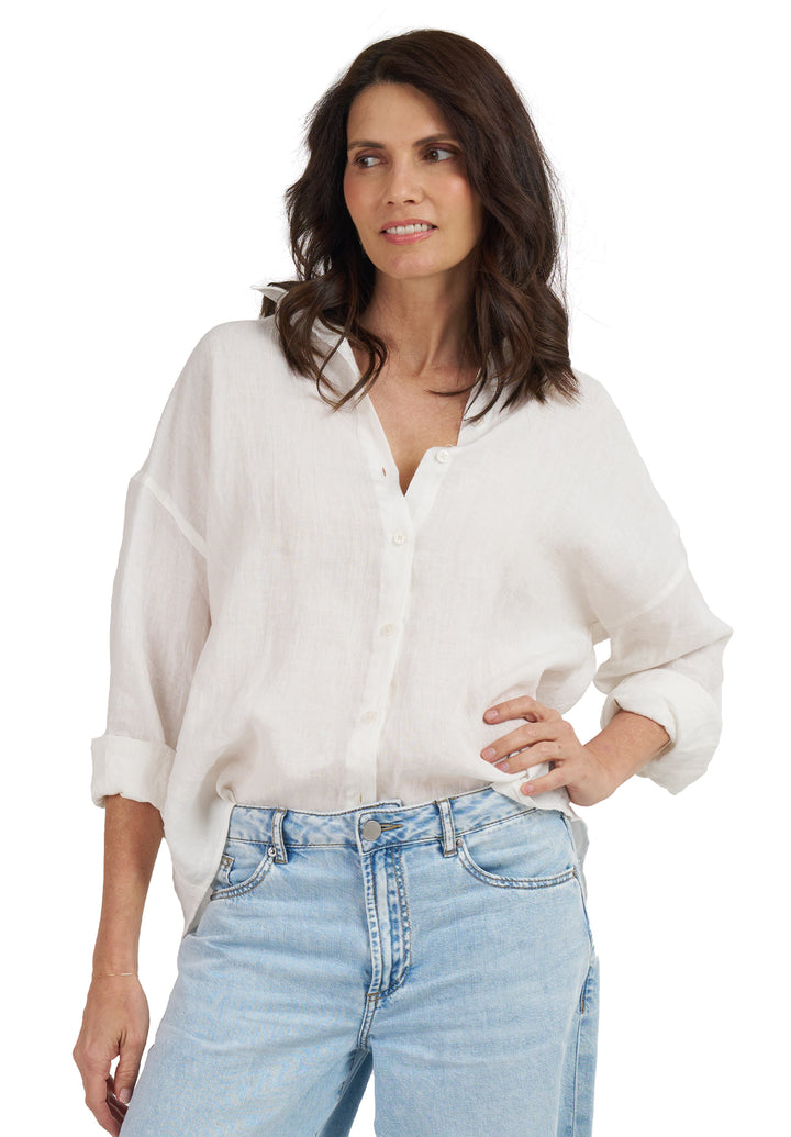 Exalina White Tie-Dye Crinkle Linen Shirt