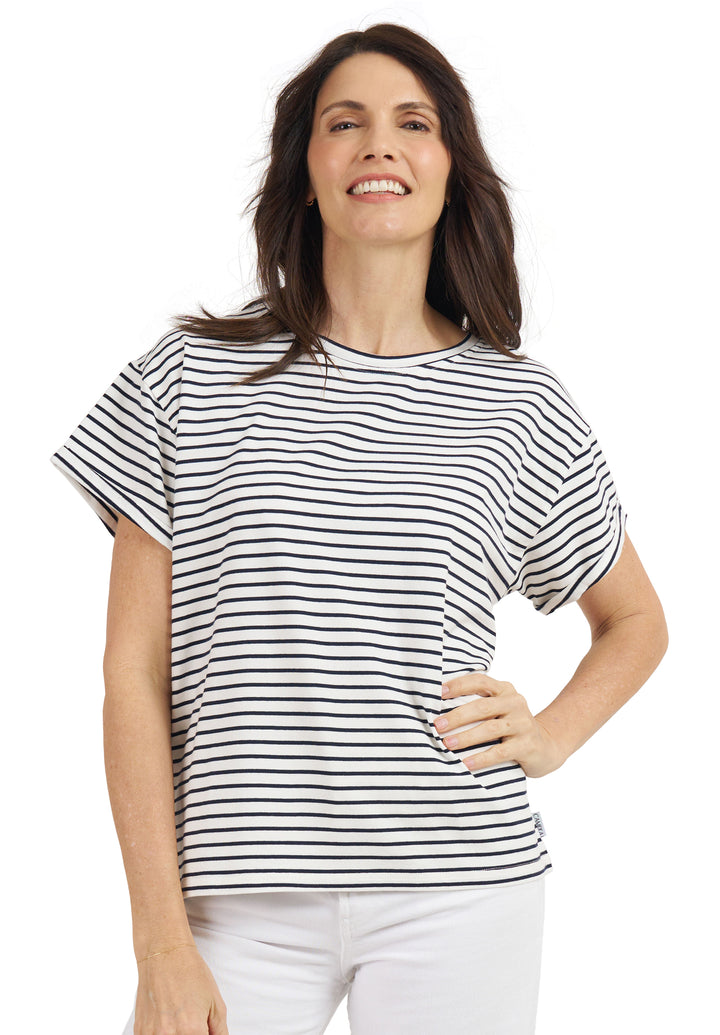 Francy Black Stripes Rolled Sleeve T-Shirt