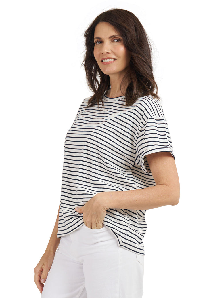 Francy Black Stripes Rolled Sleeve T-Shirt