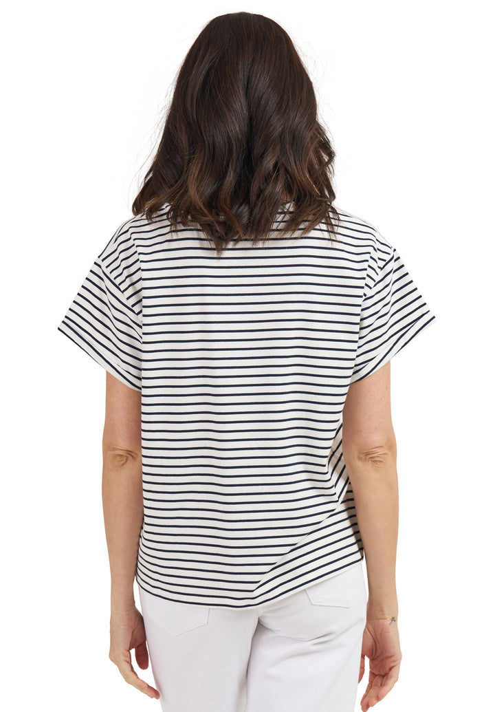 Francy Black Stripes Rolled Sleeve T-Shirt