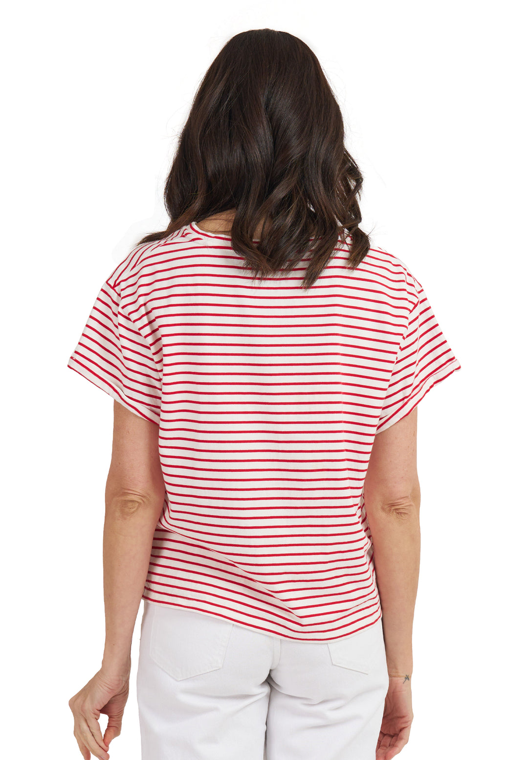 Francy Red Stripes Rolled Sleeve T-Shirt