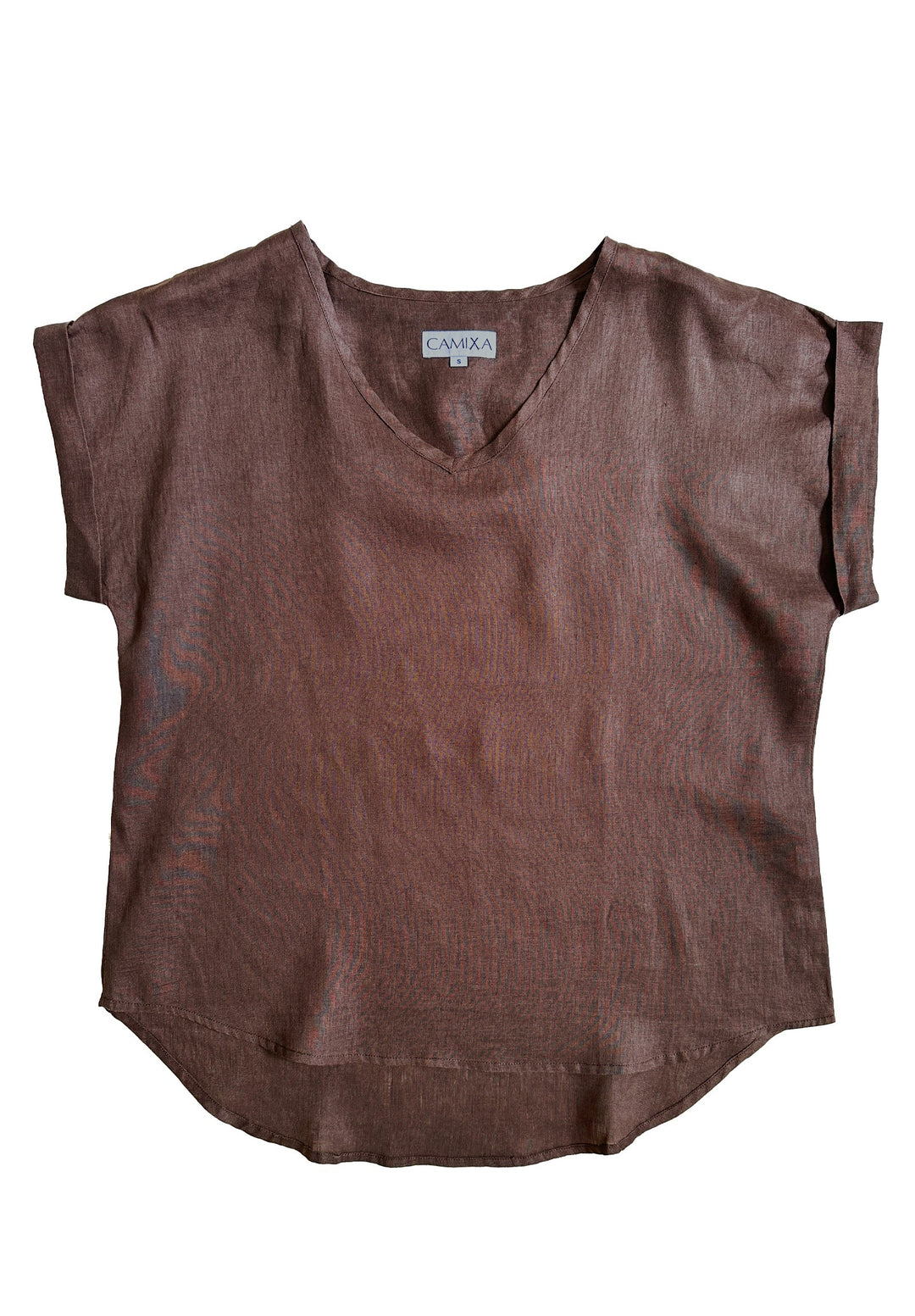 Martina Chocolate Sand Washed Linen T-Shirt