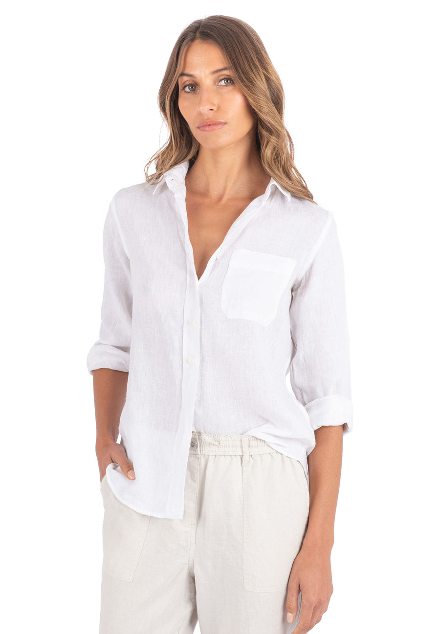Iris White Relaxed Fit Linen Shirt – camixa.com