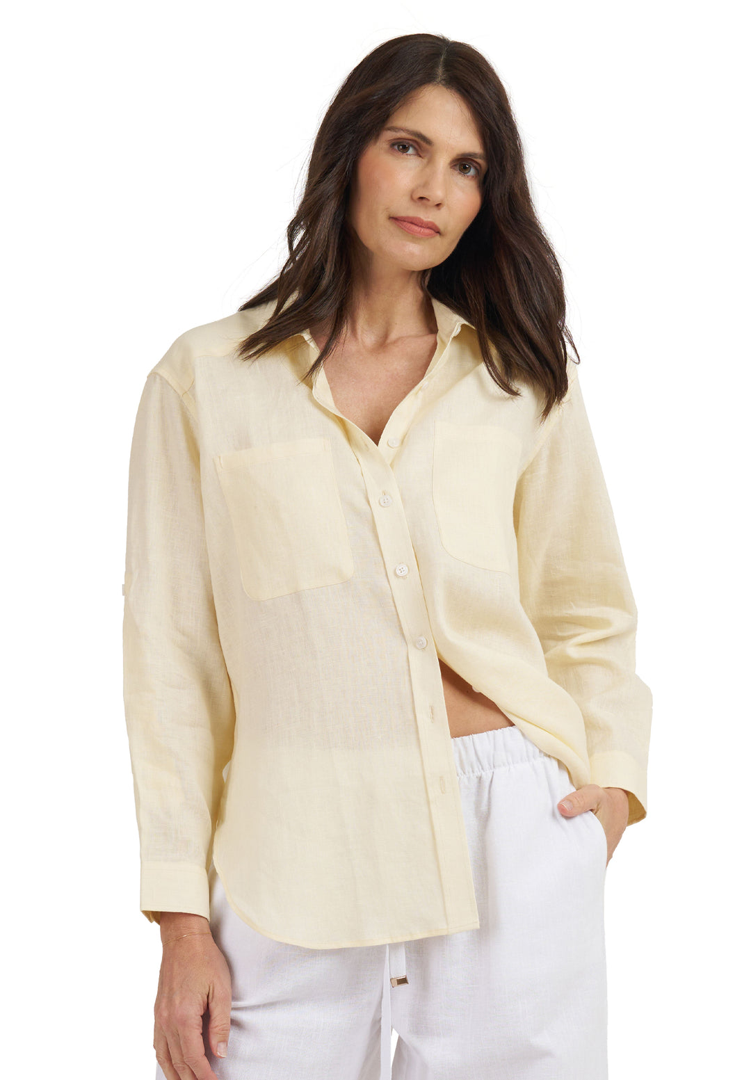 Luna Yellow Limoncello Oversized Linen Shirt with Pockets