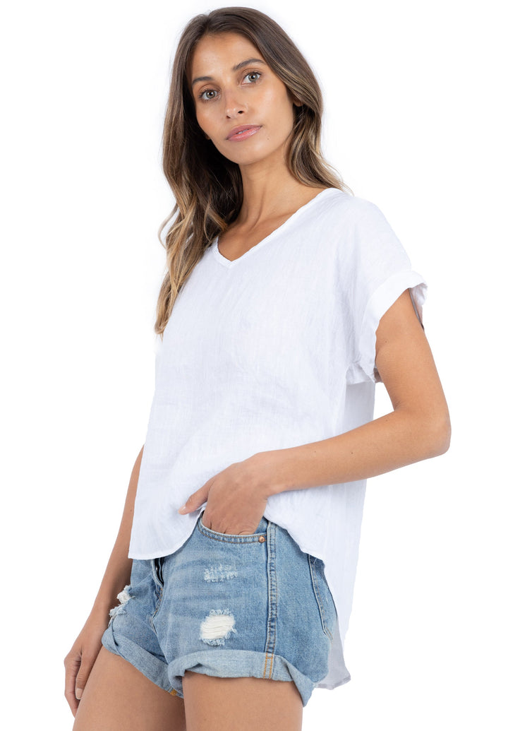 Martina White, Sand Washed Linen T-Shirt