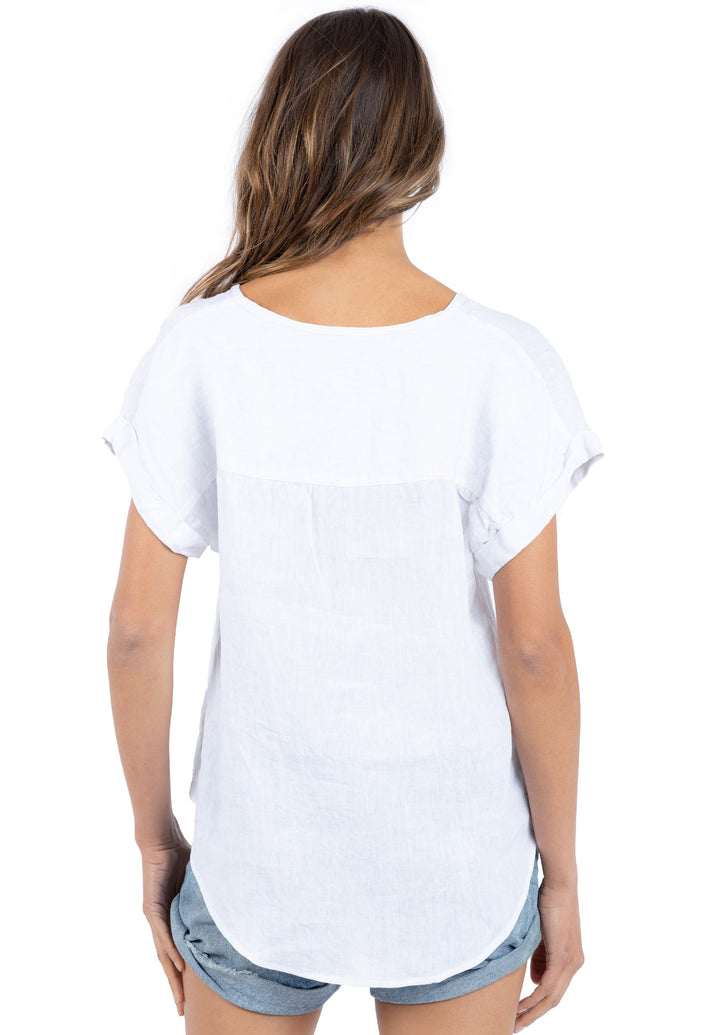 Martina White, Sand Washed Linen T-Shirt