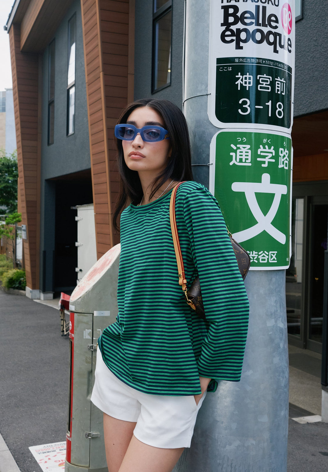 Marina Blue Green Stripes - Long Sleeve T-Shirt