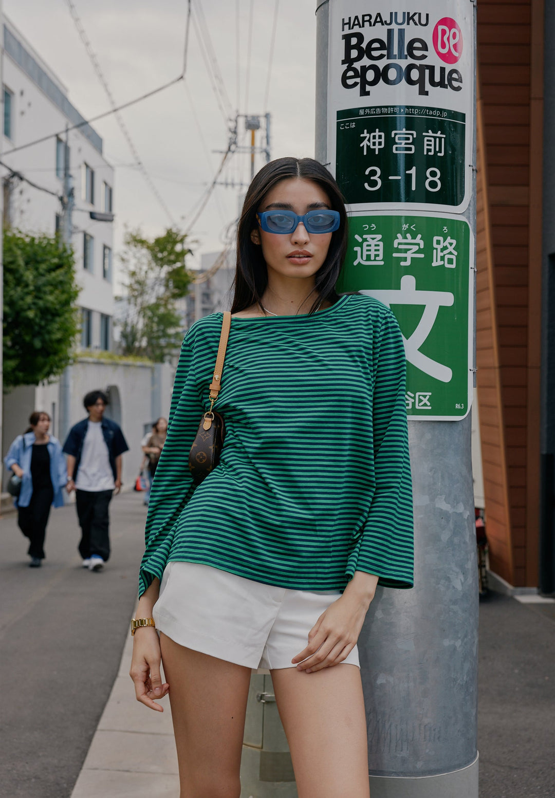 Marina Blue Green Stripes - Long Sleeve T-Shirt