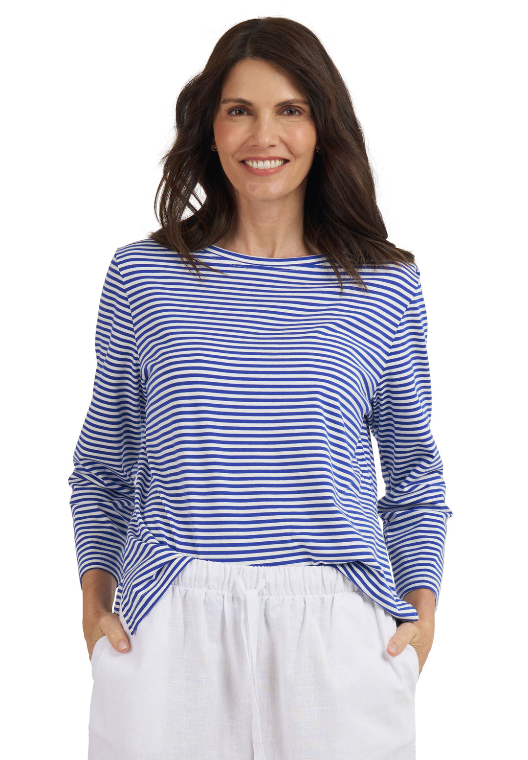 Marina Royal Blue Stripes - Long Sleeve T-Shirt