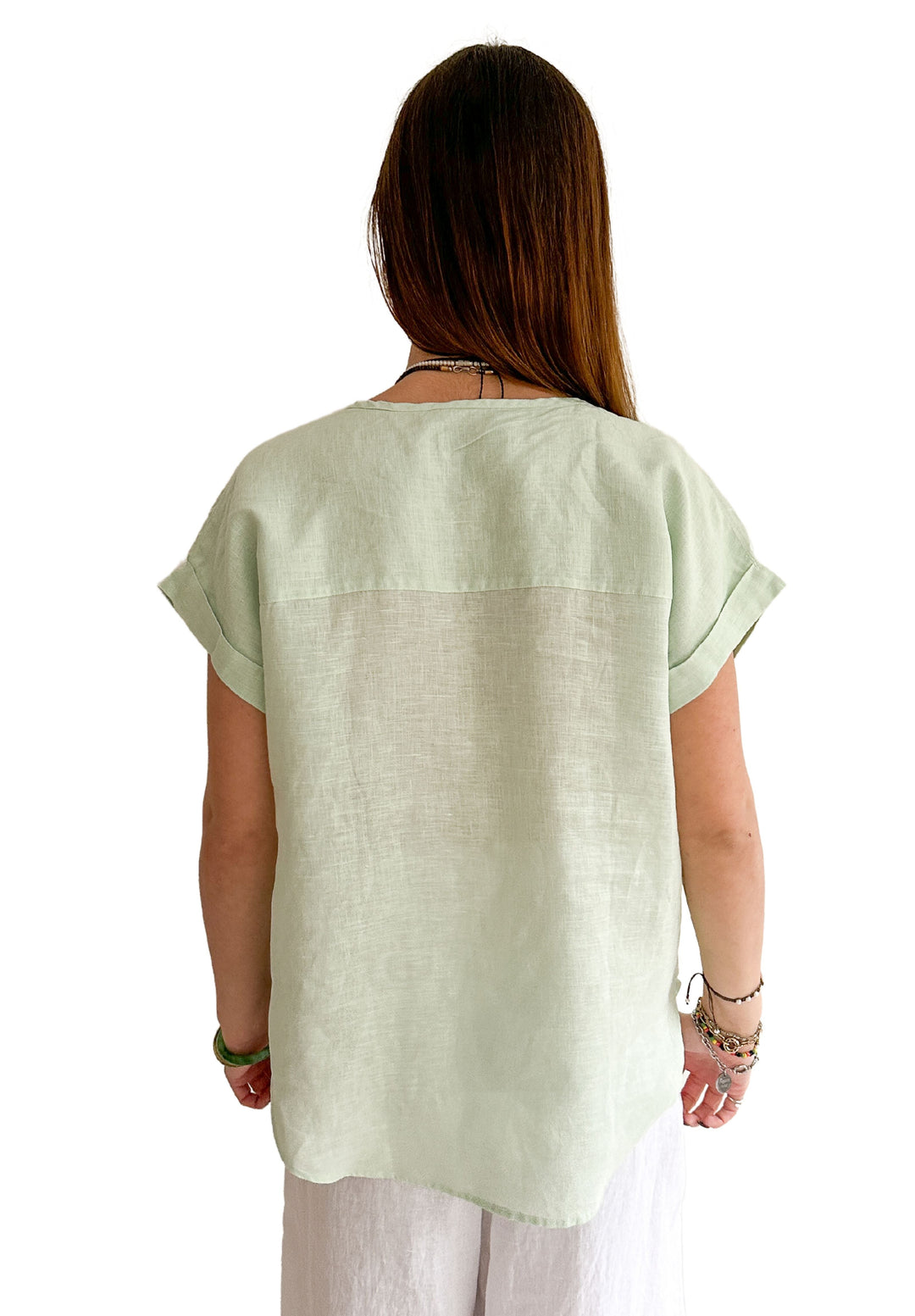 Martina Pistacchio Sand Washed Linen T-Shirt