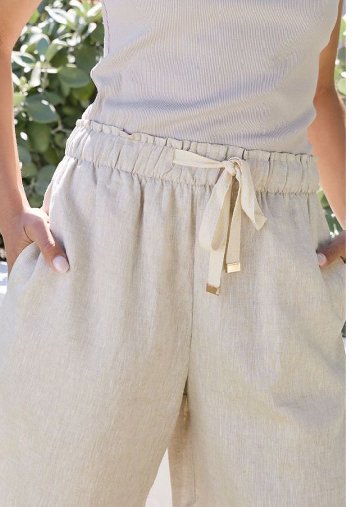 Palazzo Natural Linen Pants