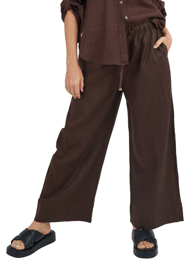 Palazzo Coffee Linen Pants