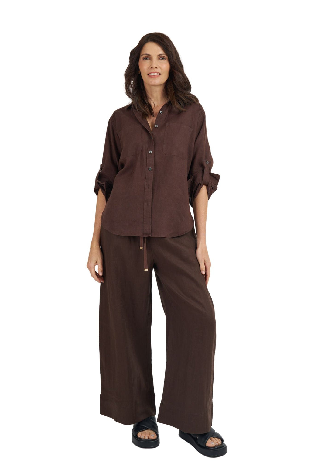 Palazzo Coffee Linen Pants