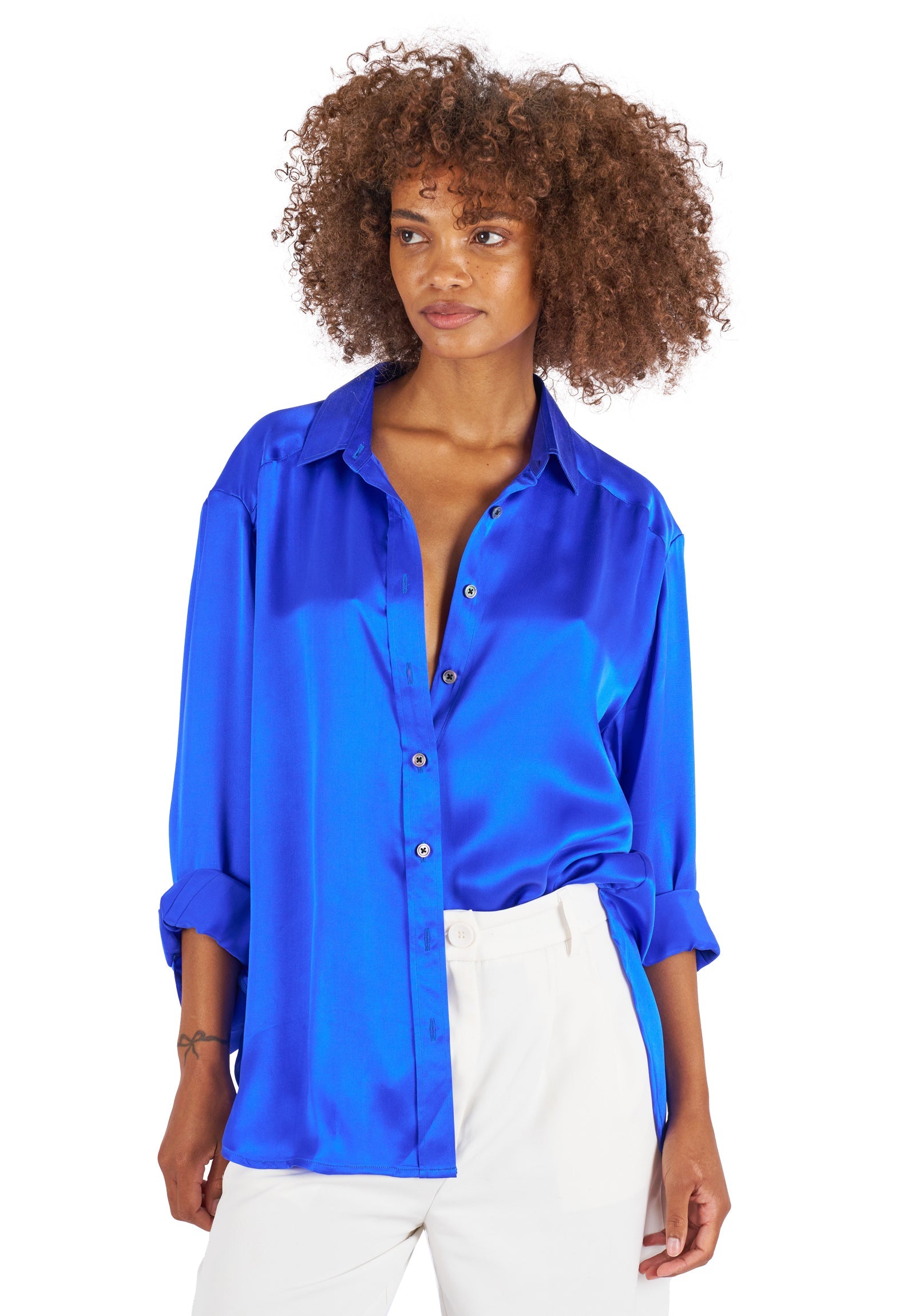 CLOT Silk Pullover Shirt Blue