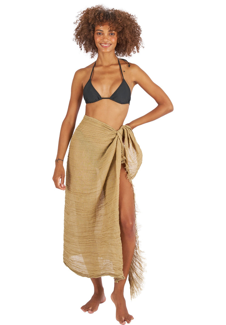 Sarong Khaki, French Linen Crinkle Sarong