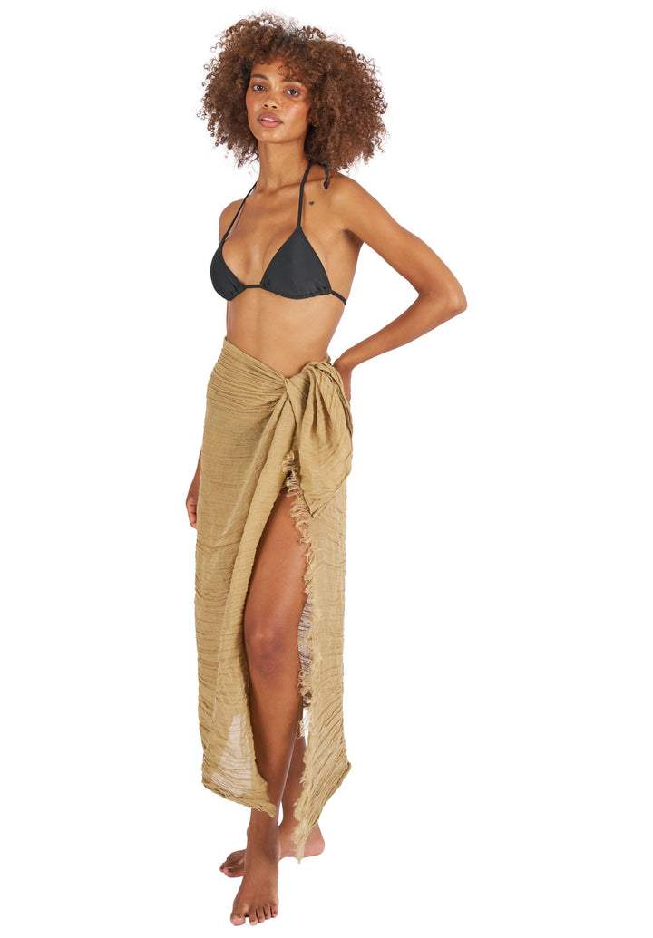 Sarong Khaki, French Linen Crinkle Sarong