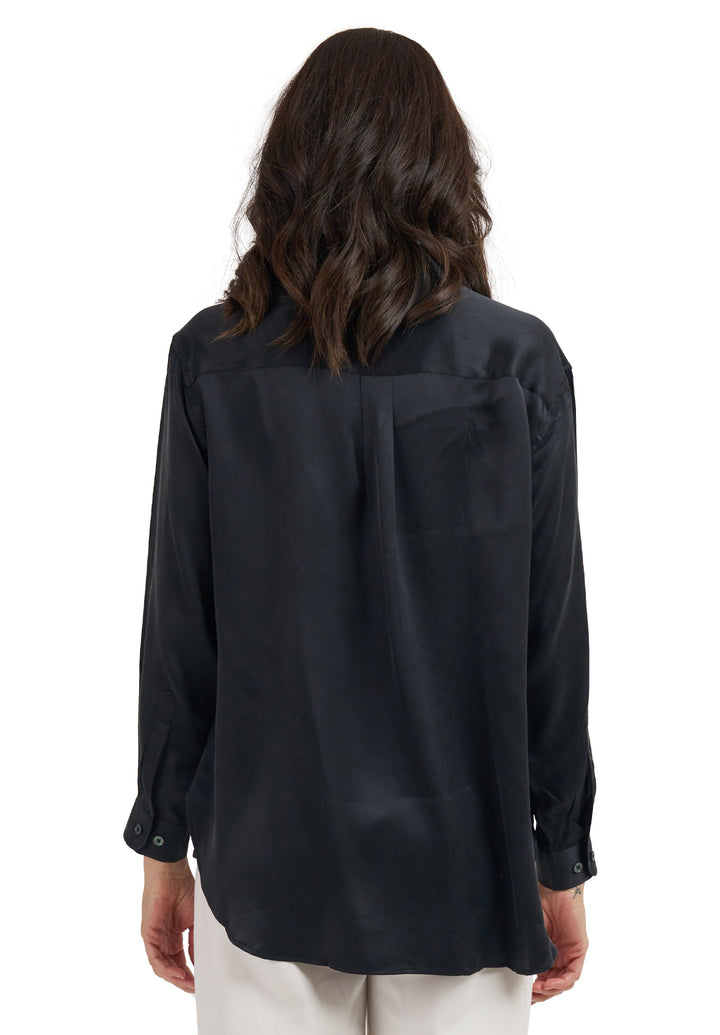 Soie Black Oversized 100% Silk Shirt