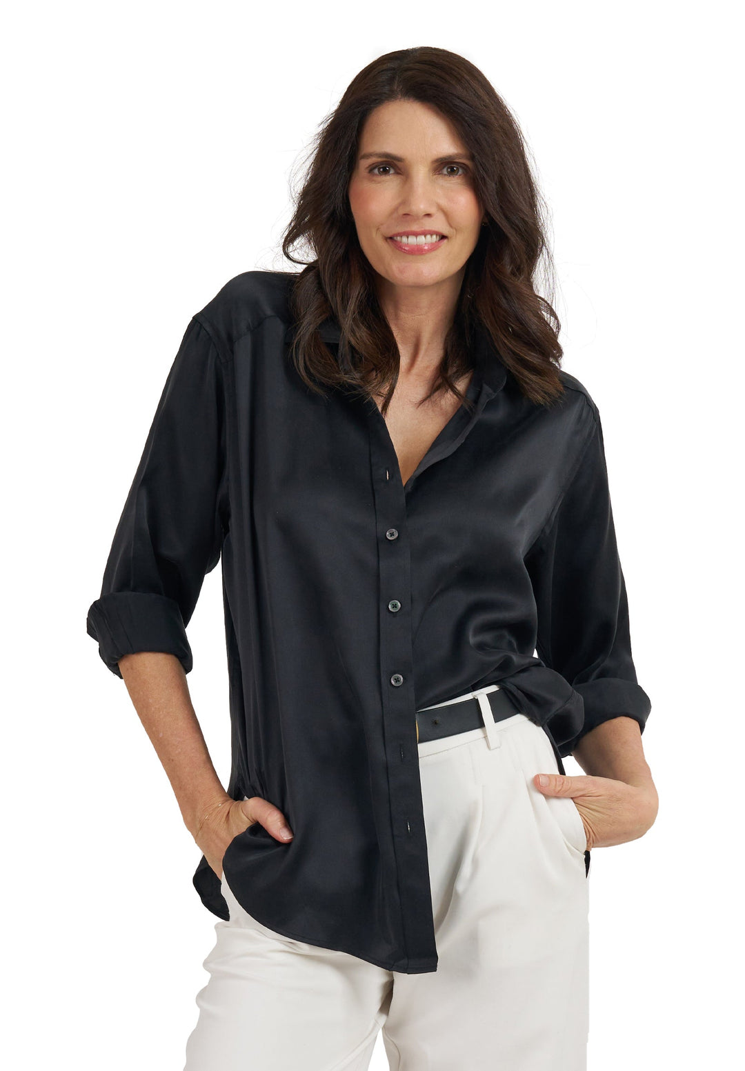 Soie Black Oversized 100% Silk Shirt