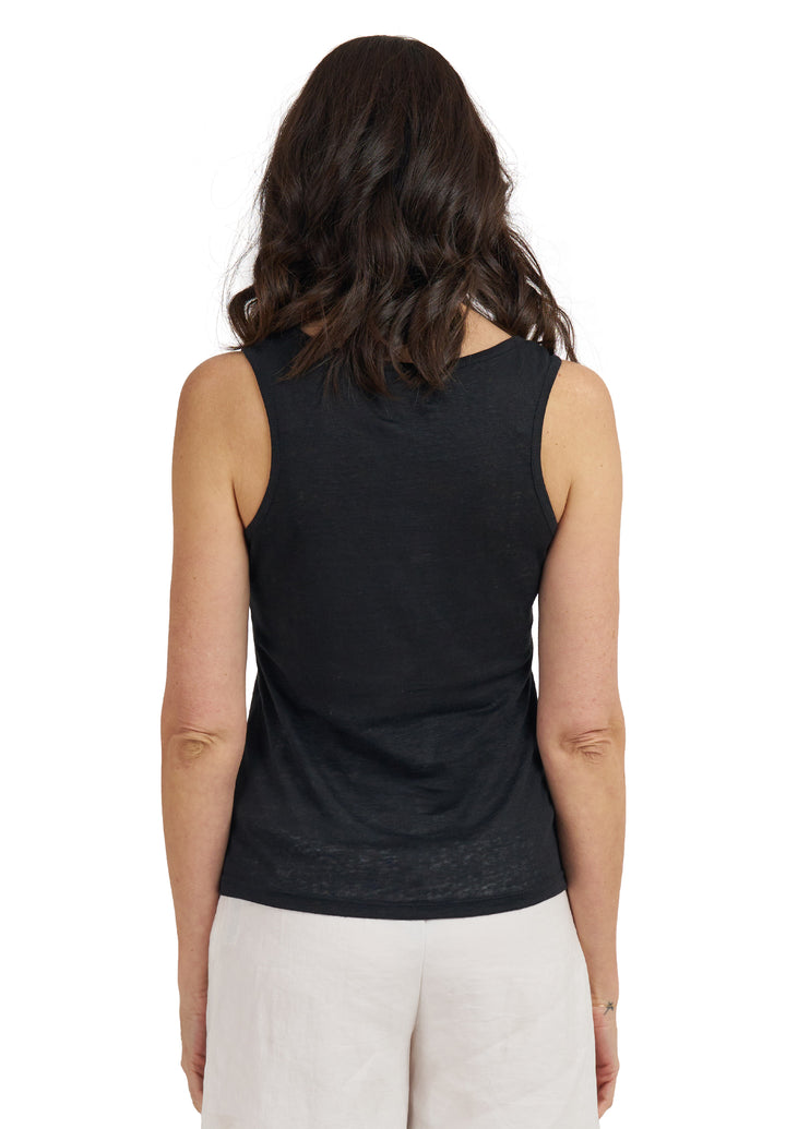 Tecla Black Linen Jersey Tank Top