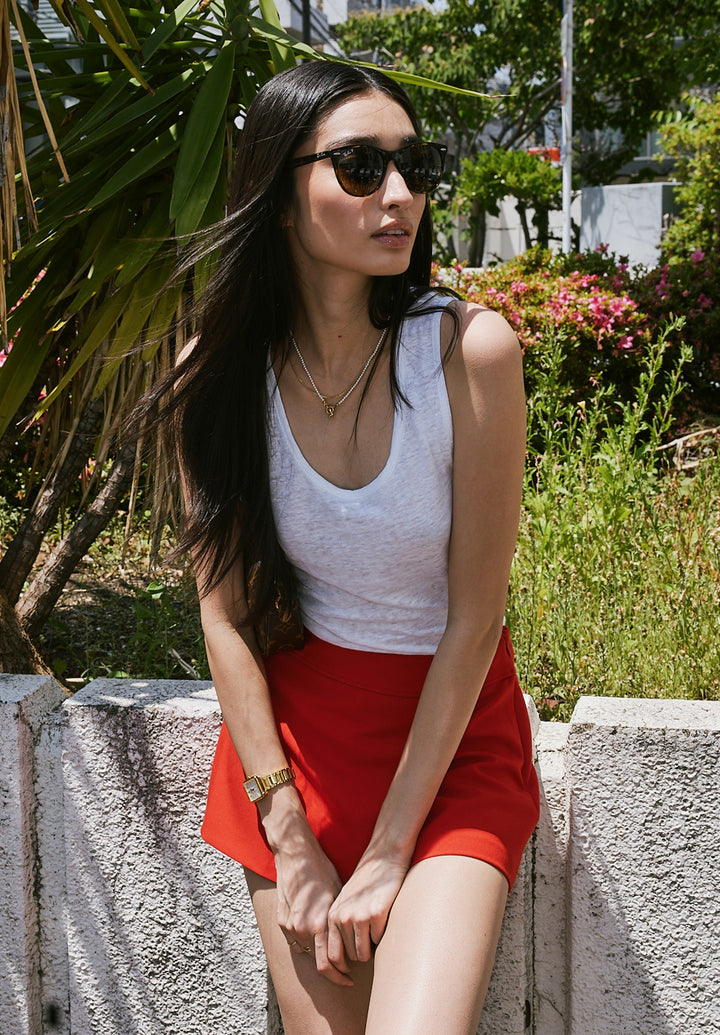 Tecla White Linen Jersey Tank Top