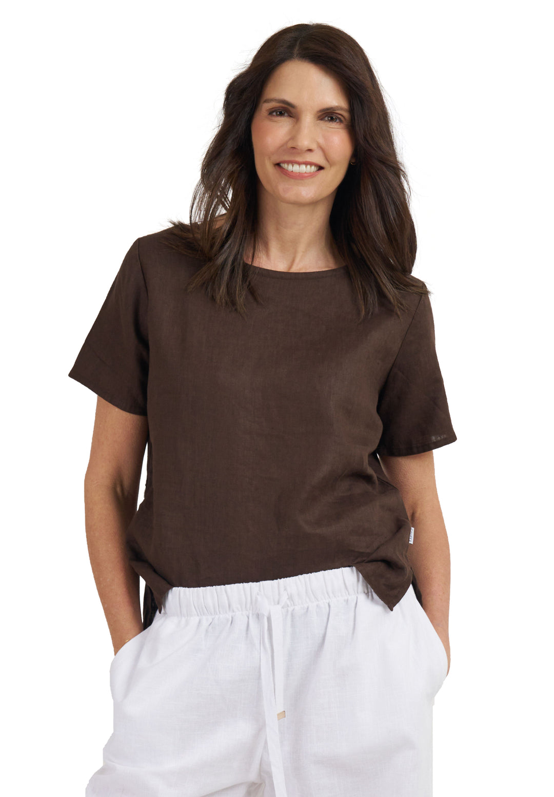 Teena-Linen Coffee T-Shirt