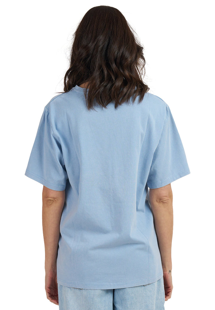 Teesha Sky Boxy Distressed Cotton T-Shirt