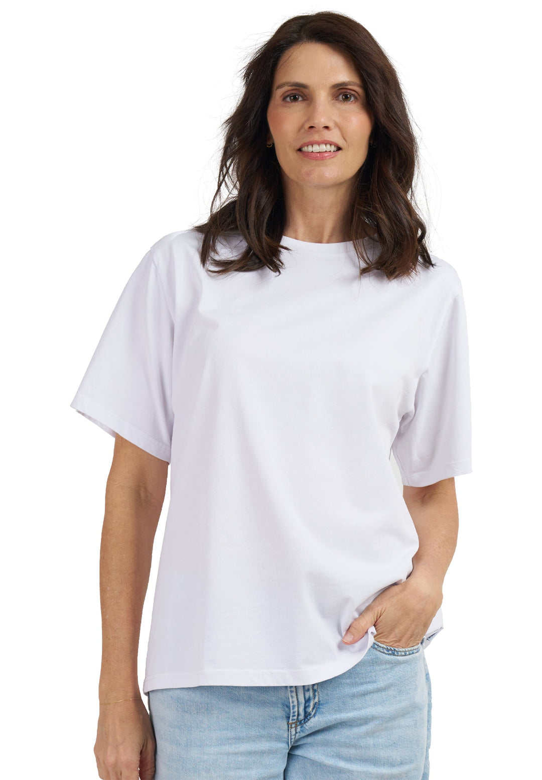 Teesha White Boxy Distressed Cotton T-Shirt