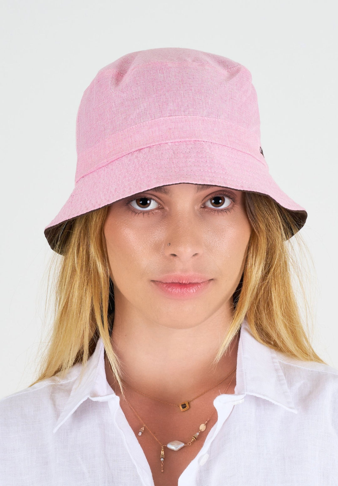 GIFT - Beckie Bucket Hat in Pure French Linen - reversible two colours