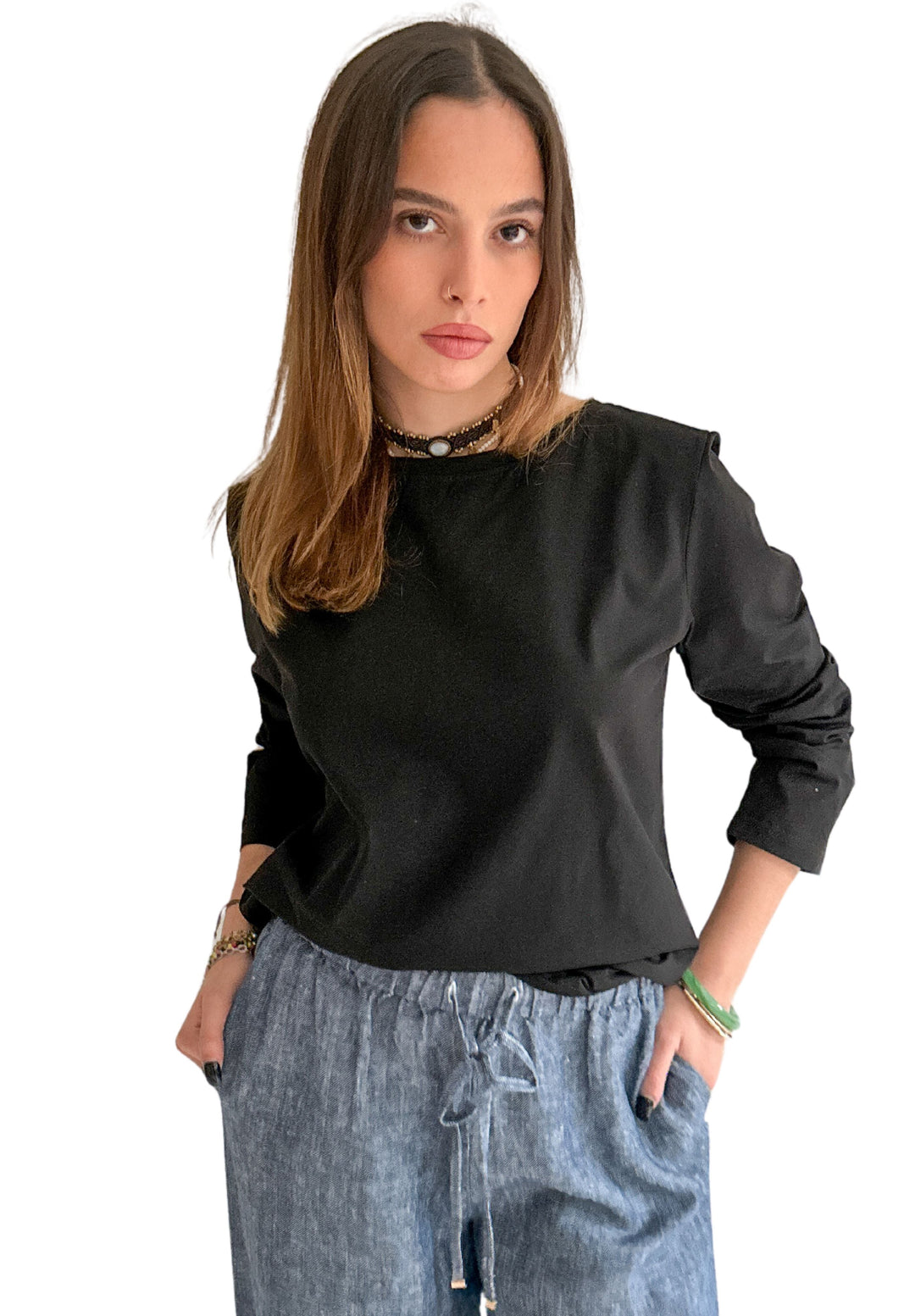 Marina Black - Long Sleeve Breton T-Shirt