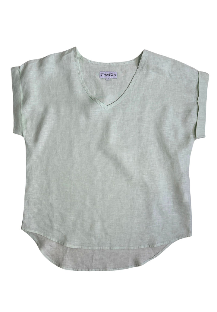 Martina Pistacchio Sand Washed Linen T-Shirt