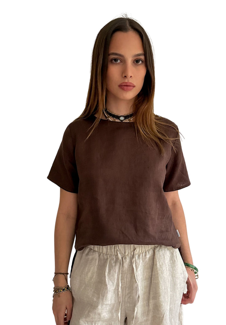 Teena-Linen Coffee T-Shirt