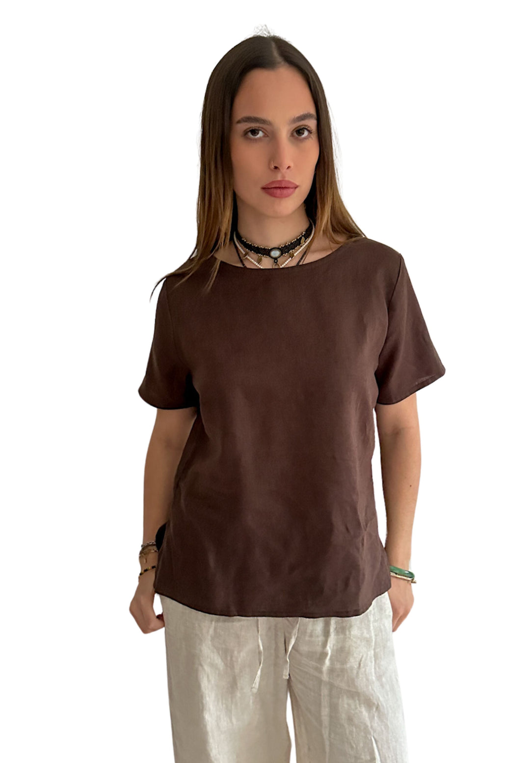 Teena-Linen Coffee T-Shirt