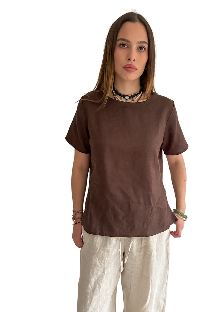 Teena-Linen Coffee T-Shirt