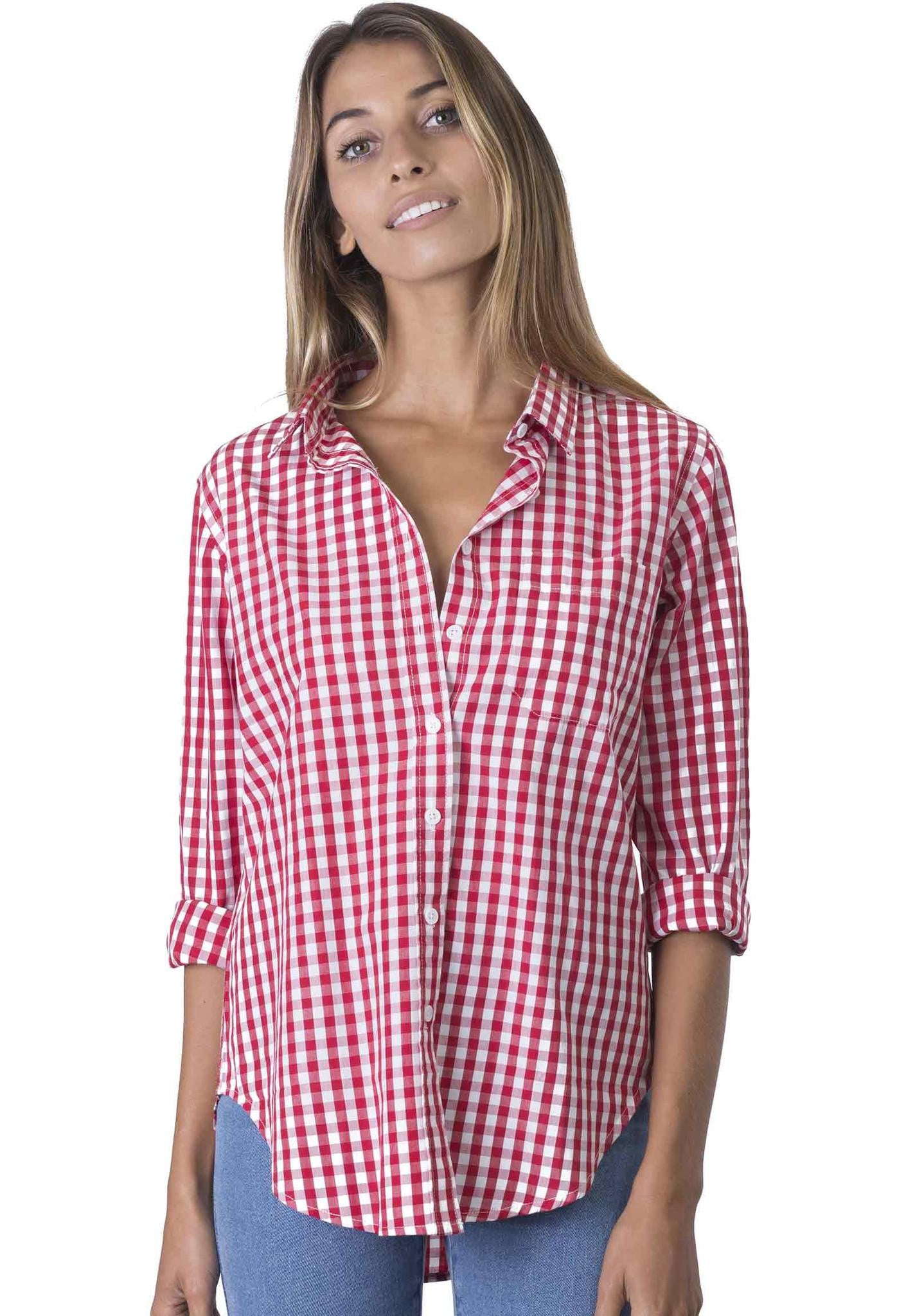 Ladies gingham clearance shirt