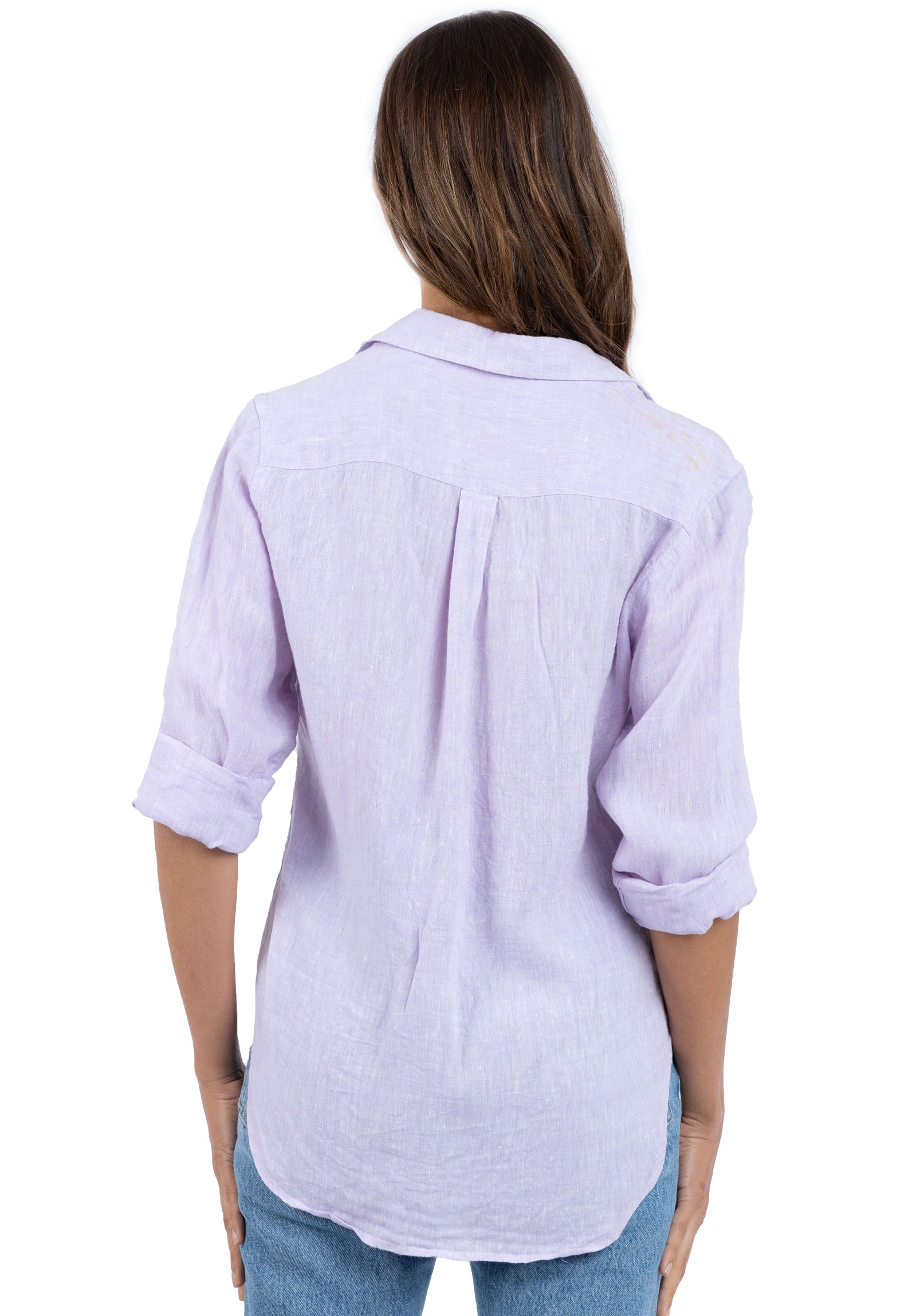 Iris Lilac Relaxed Linen Shirt Camixa Usa
