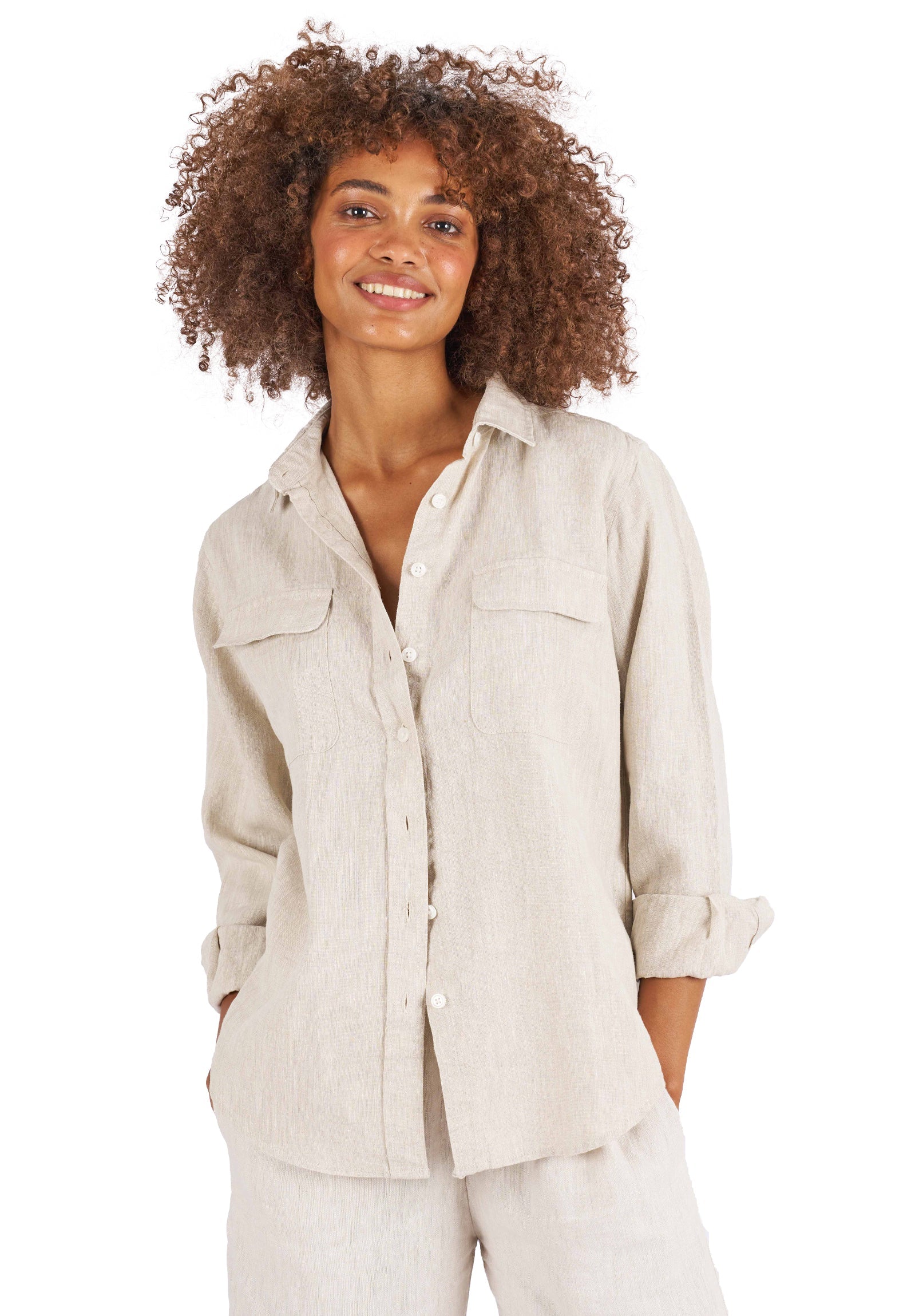 Ladies 2025 linen shirt