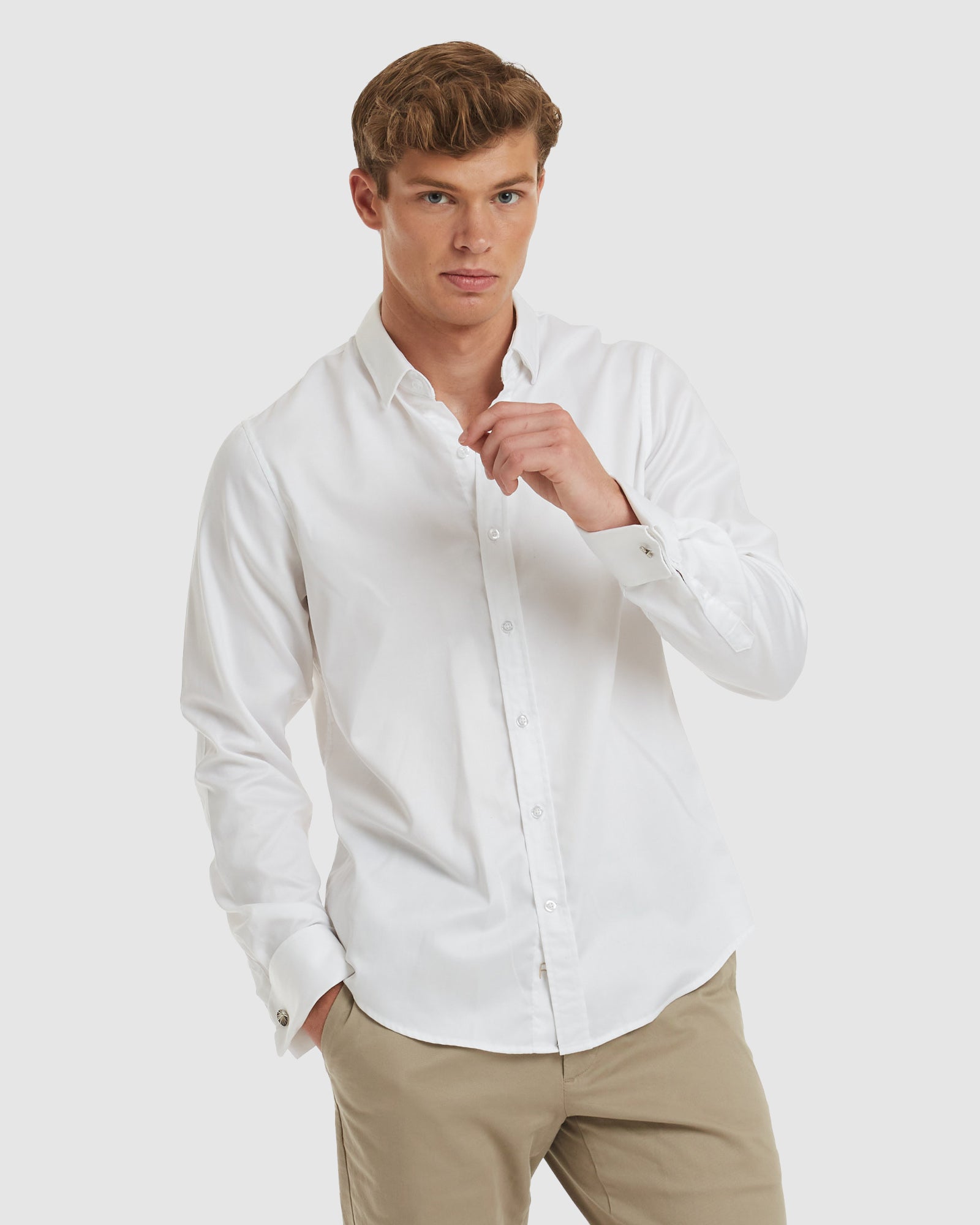 Paris-Casual Formal White Non Iron Cotton Shirt with French Cuffs ...