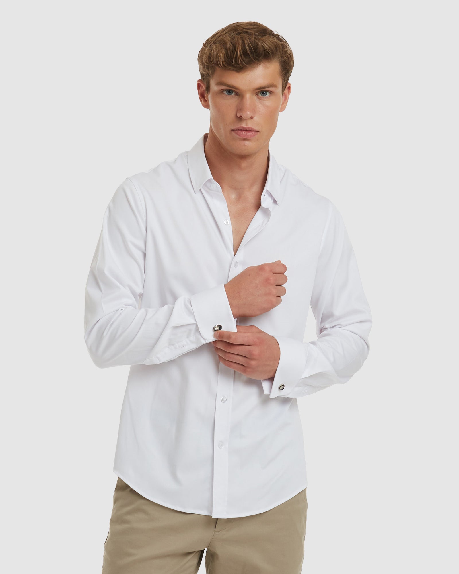 Paris-Slim Formal White Non Iron Cotton Shirt with French Cuffs ...