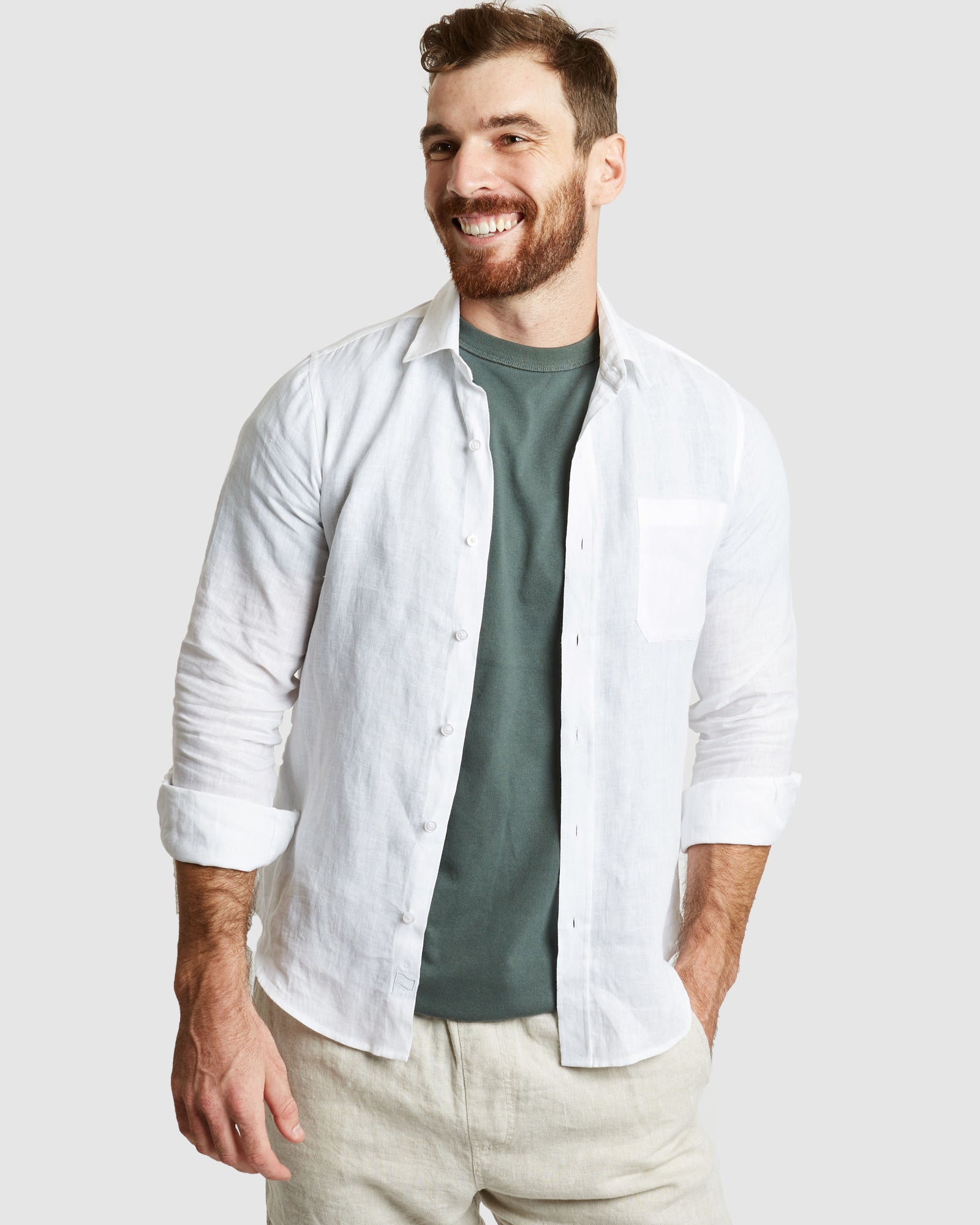 White linen shirt 2025 mens slim fit