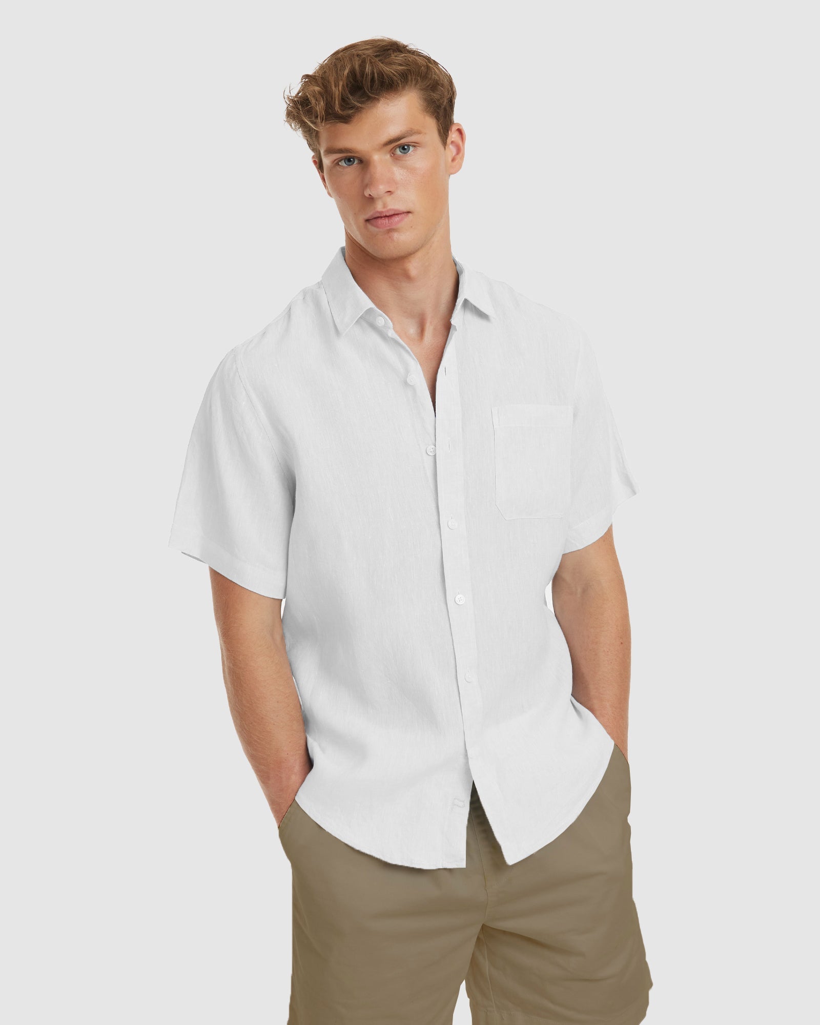 Ravello No Tuck Short Sleeve White Linen Shirt - Slim Fit – CAMIXA USA