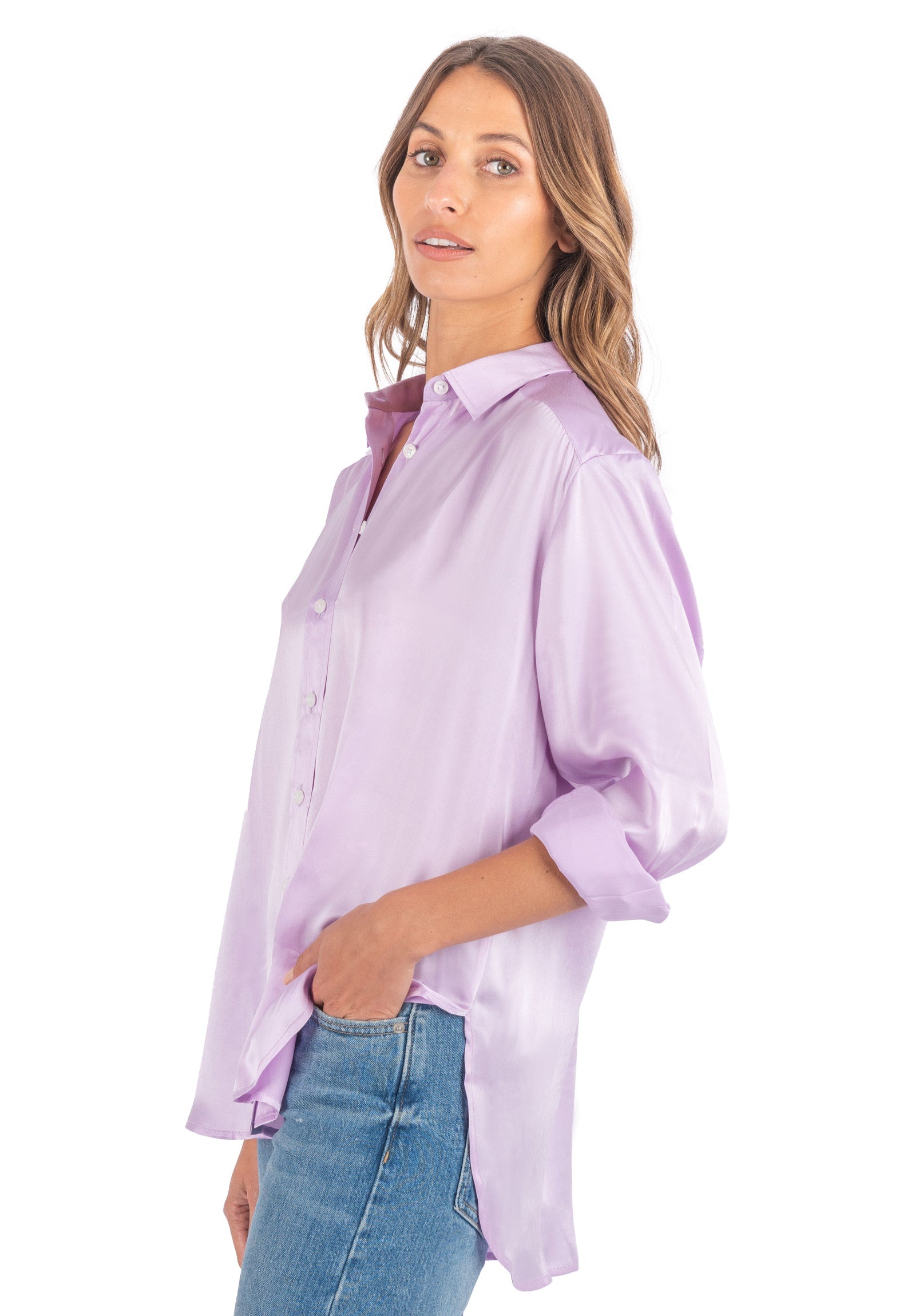 Soie Lilac Oversized 100% Silk Shirt – camixa.com